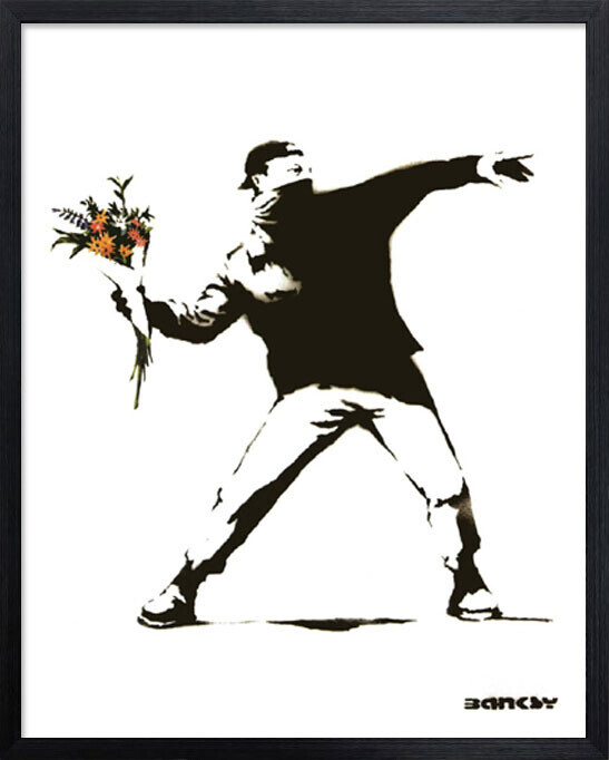 バンクシーBanksy Molotov 花束を投げる男（愛は空中に） 額 アート