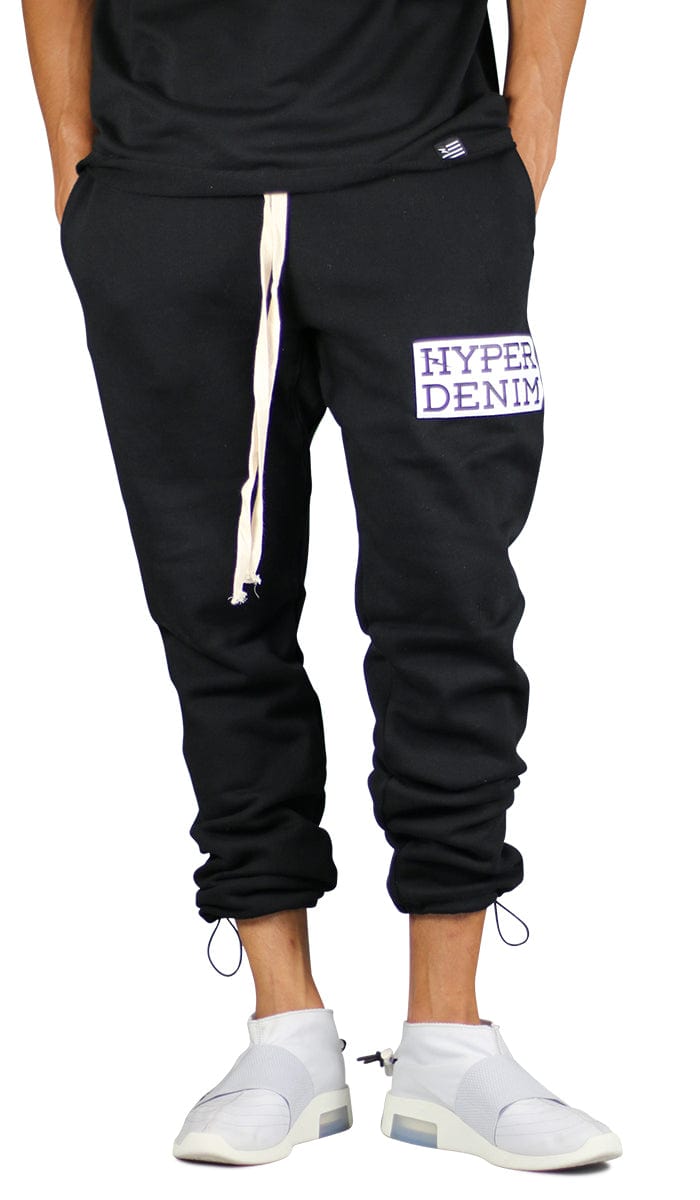 Black Cord Lock Sweat Pant | Hyper Denim