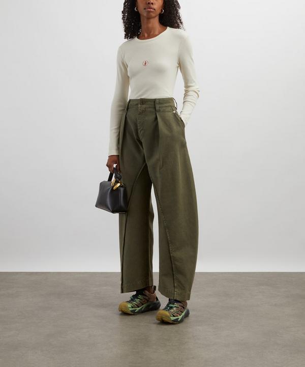 JW Anderson Olive Twisted Seam Trousers | Liberty
