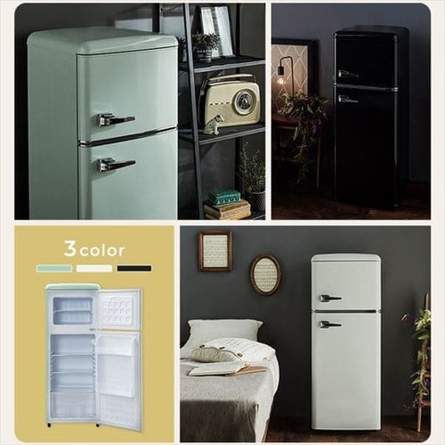 冷蔵庫 一人暮らし 114L 2ドア 右開き コンパクト レトロ ヴィンテージ