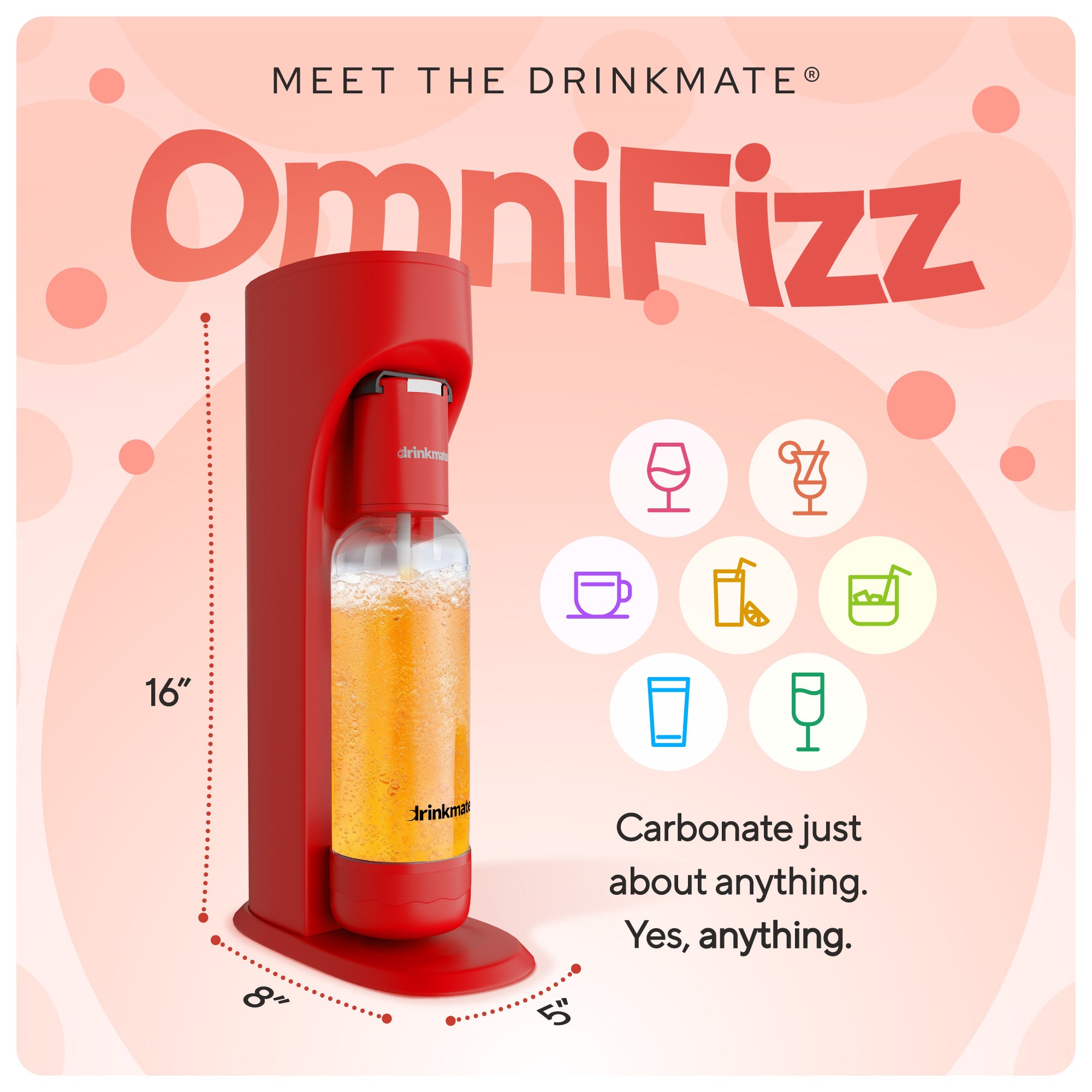 Drinkmate Sparkling Water and Soda Maker, Carbonates ANY Drink