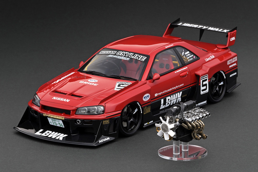 IG2701 1/18 LB-ER34 Super Silhouette SKYLINE Red/Black #5 With