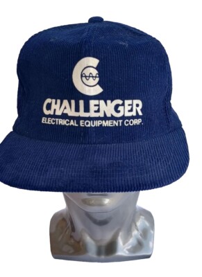 Vintage Snapback Corduroy Hat Blue Challenger Electrical Equipment