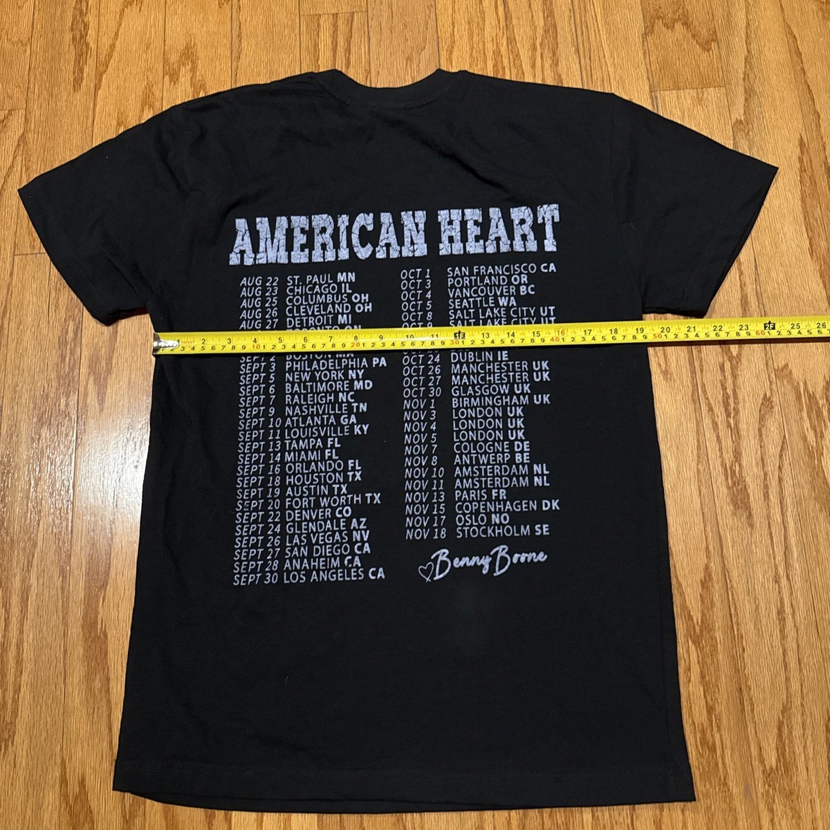 Benson Boone American Heart Tour 2025 Merch T Shirt with Date