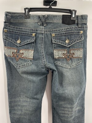 NEW Xtreme Couture Jeans Mens 36x32 Blue Denim Pants Y2K Flap