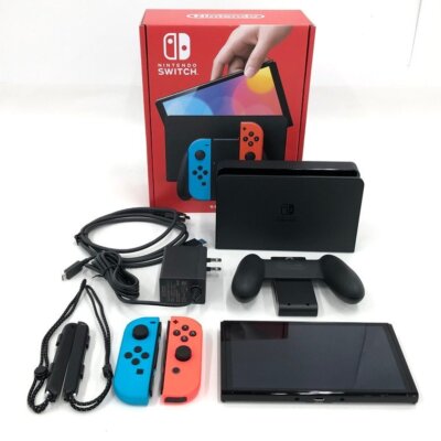 Nintendo Switch OLED 64GB Neon Red Blue w/ Joy Con + Dock +