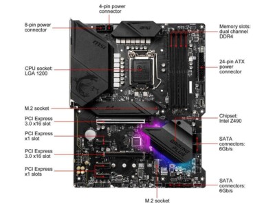 MSI MPG Z490 GAMING PLUS LGA 1200 Intel Z490 SATA 6Gb/s ATX Intel