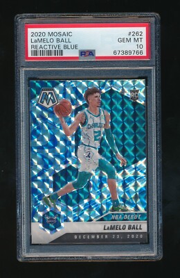 PSA 10 LAMELO BALL 2020-21 PANINI MOSAIC REACTIVE BLUE #262 RC