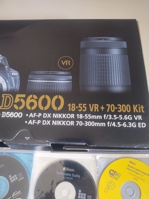 NIKON D5600 KIT AF-P DX 18-55 MM & 70-300 MM VR Lenses w/ Box