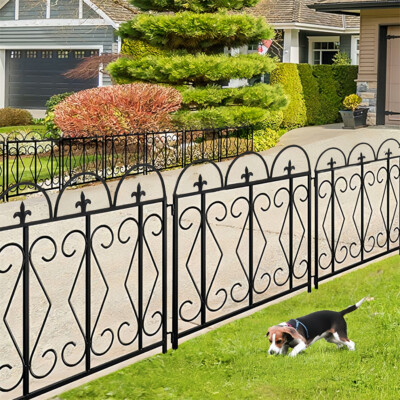5PCs Garden Fence Panel Outsunny Decorative Folding Fence Anti
