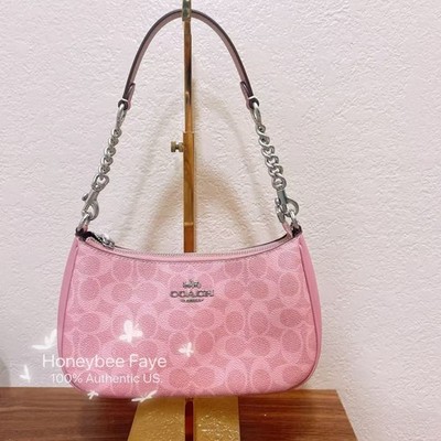 NWT Coach Teri Shoulder Bag In Signature Canvas CV933 Silver/Dusty