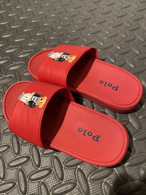 Polo Ralph Lauren Polo Bear Slides Sandals Red Toddler Kids Size