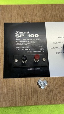 Pair of Sansui SP-100 3 Way Speakers Vintage Tested Working for