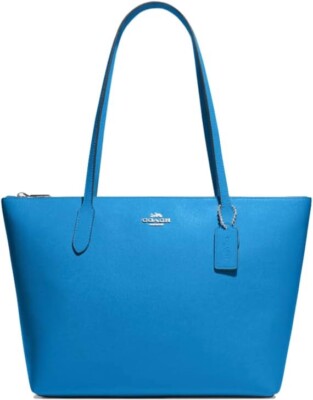 NWT NEW COACH Women's Outline Zip Tote Racer Blue Crossgrain