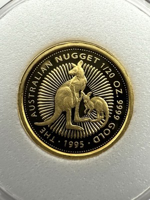 1995 $5 Australia 1/20 Oz Gold Proof Kangaroo / Nugget Coin • 900