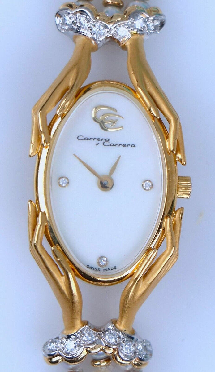 Vintage Carrera y Carrera 18K Yellow Gold Diamond Pearl Strand