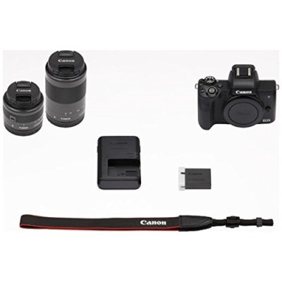 Canon EOS Kiss M Digital Camera Black Double Zoom Kit EMS w
