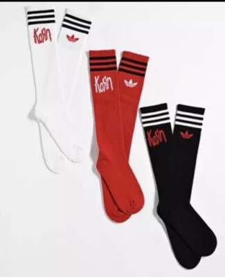 Adidas x Korn Socks | SIZE Medium | 3 Pair Pack LE 30th Red Black