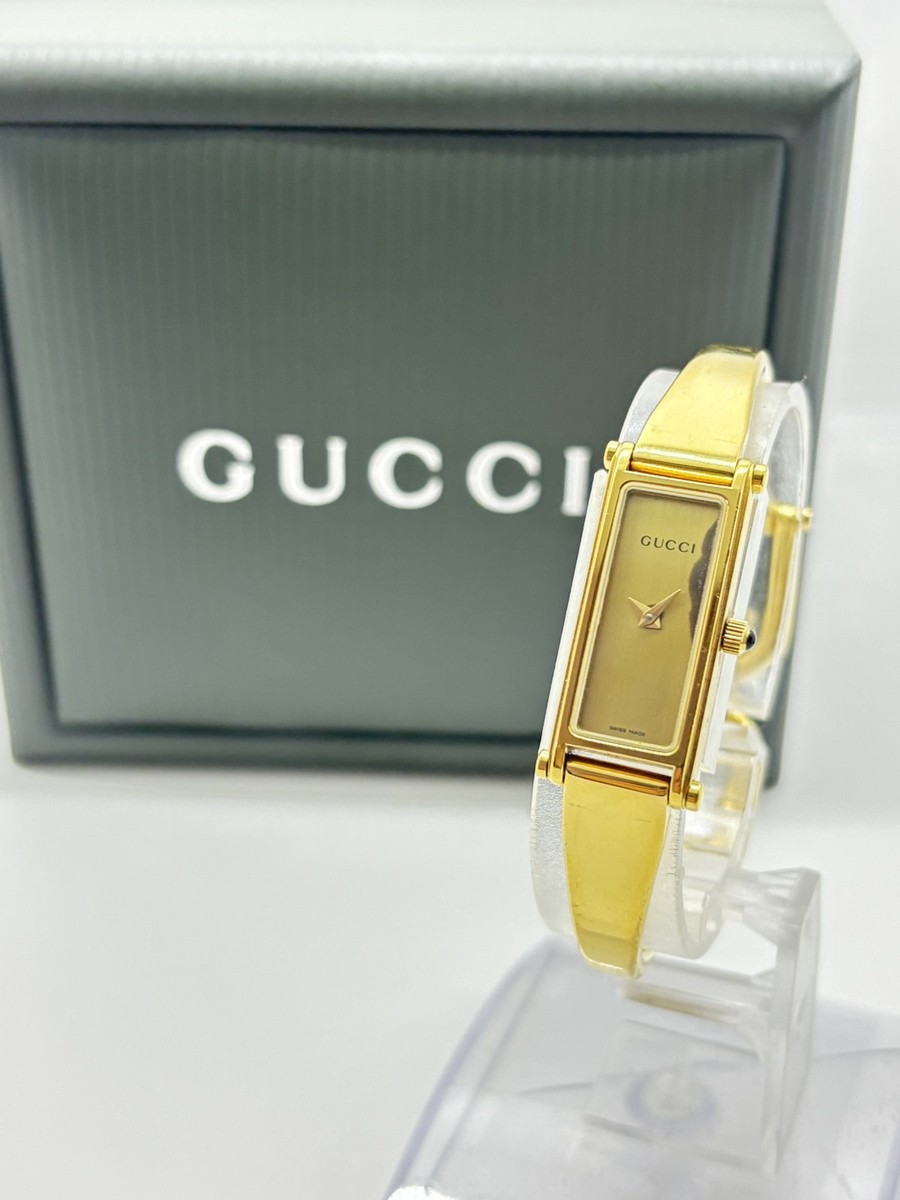 Exc+5 w/Box] Gucci 1500L Gold Dial Quartz Bangle Women's Watch