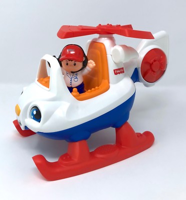 Fisher Price Little People HELICOPTER and PILOT travel plane town
