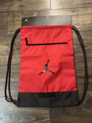 Nike Jordan Jumpan Boys Drawstring Sack Bag Gym Red Black 9A0746