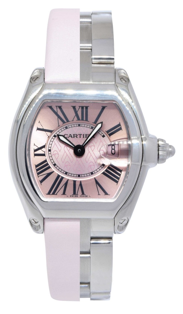 Cartier Roadster Steel Pink Ribbon Breast Cancer Awareness Watch