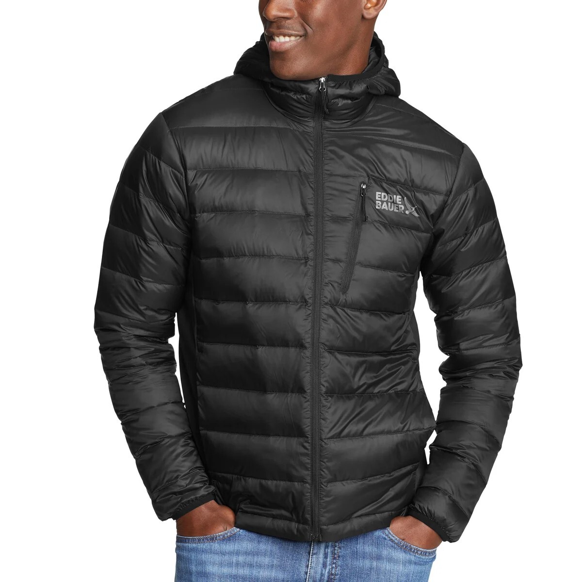 NWT Eddie Bauer Men's Lightweight 550 Down Puffer Jacket Black M