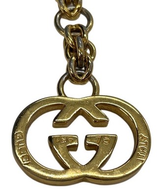 GUCCI Chain Belt GG Logo mark Vintage Long necklace Gold Length