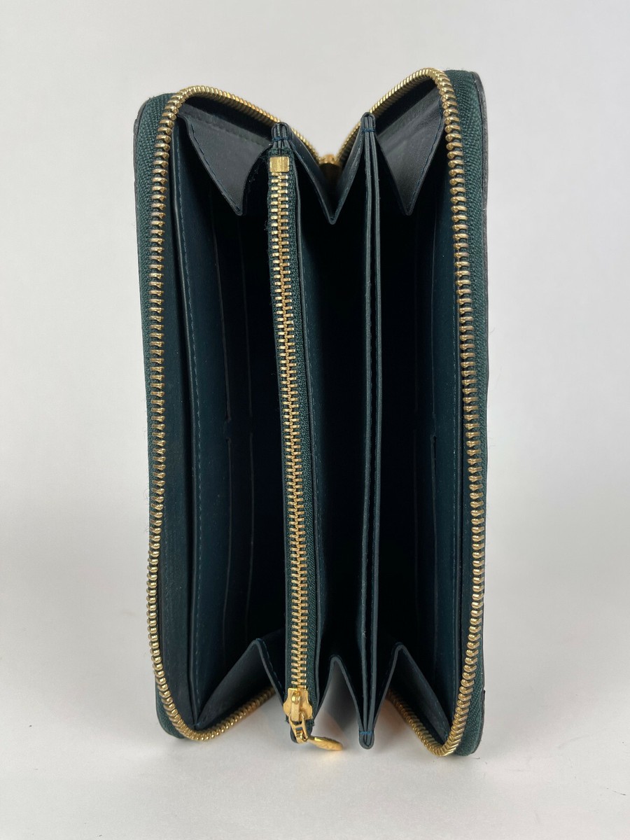 Authentic Louis Vuitton Dark Green Monogram Vernis Leather Zippy