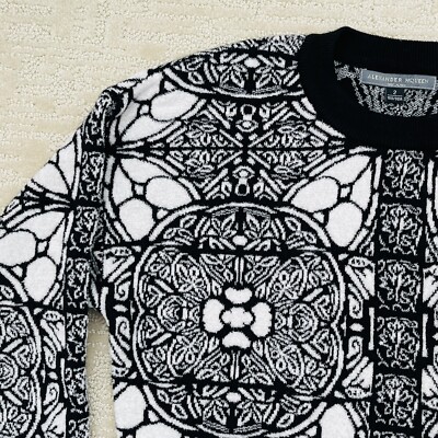 Alexander Mcqueen Sweater Womens Size 2 Stained Glass Design Black