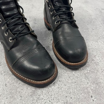 Red Wing Iron Ranger 8114 Lace Up Black Leather Ankle Boots Mens