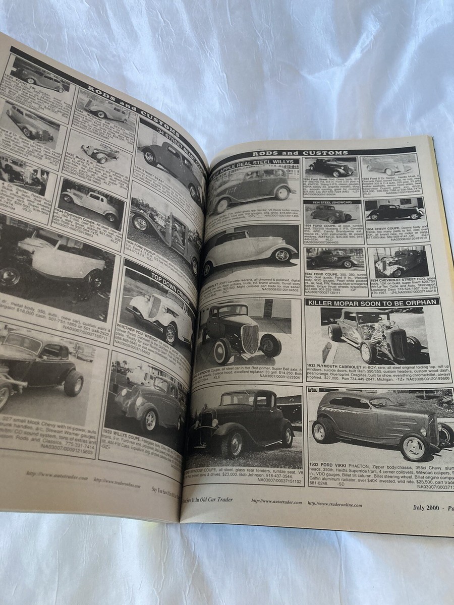 Vintage Auto Trader Old Car Book Magazine Advertisement July 2000