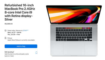 MAXED OUT! MacBook Pro 16-inch 2019 2.4 GHz i9 / 64GB / 8TB SSD