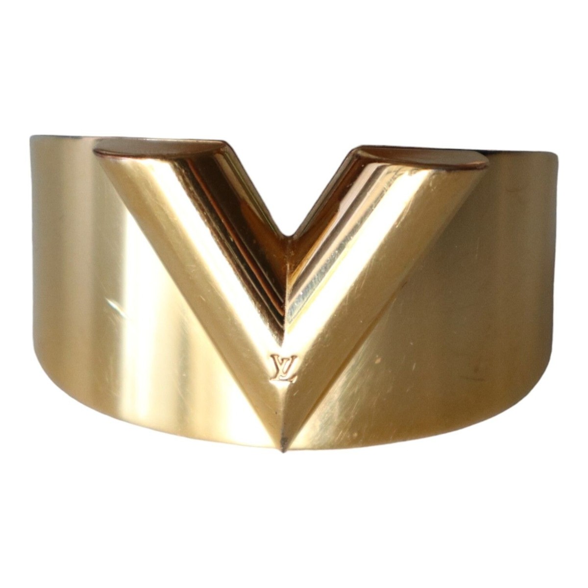 Louis Vuitton Essential V Cuff Gold Tone Metal Bracelet | eBay