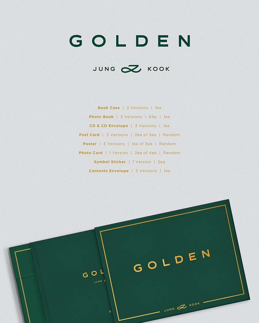 BTS JUNGKOOK [GOLDEN] Album CD+Photo Book+4 Card+Poster+2 Sticker+