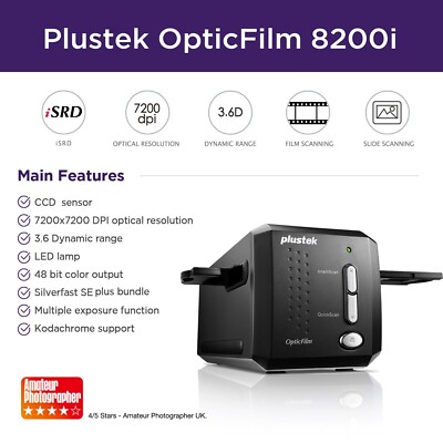 Plustek OpticFilm 8200i SE - 35mm Film Slide Scanner + Silverfast