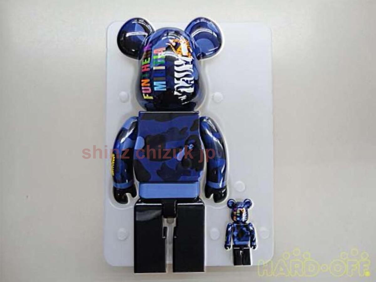 BE@RBRICK BAPE Camo Tiger Navy 100% & 400% Set Medicom Toy w/Box