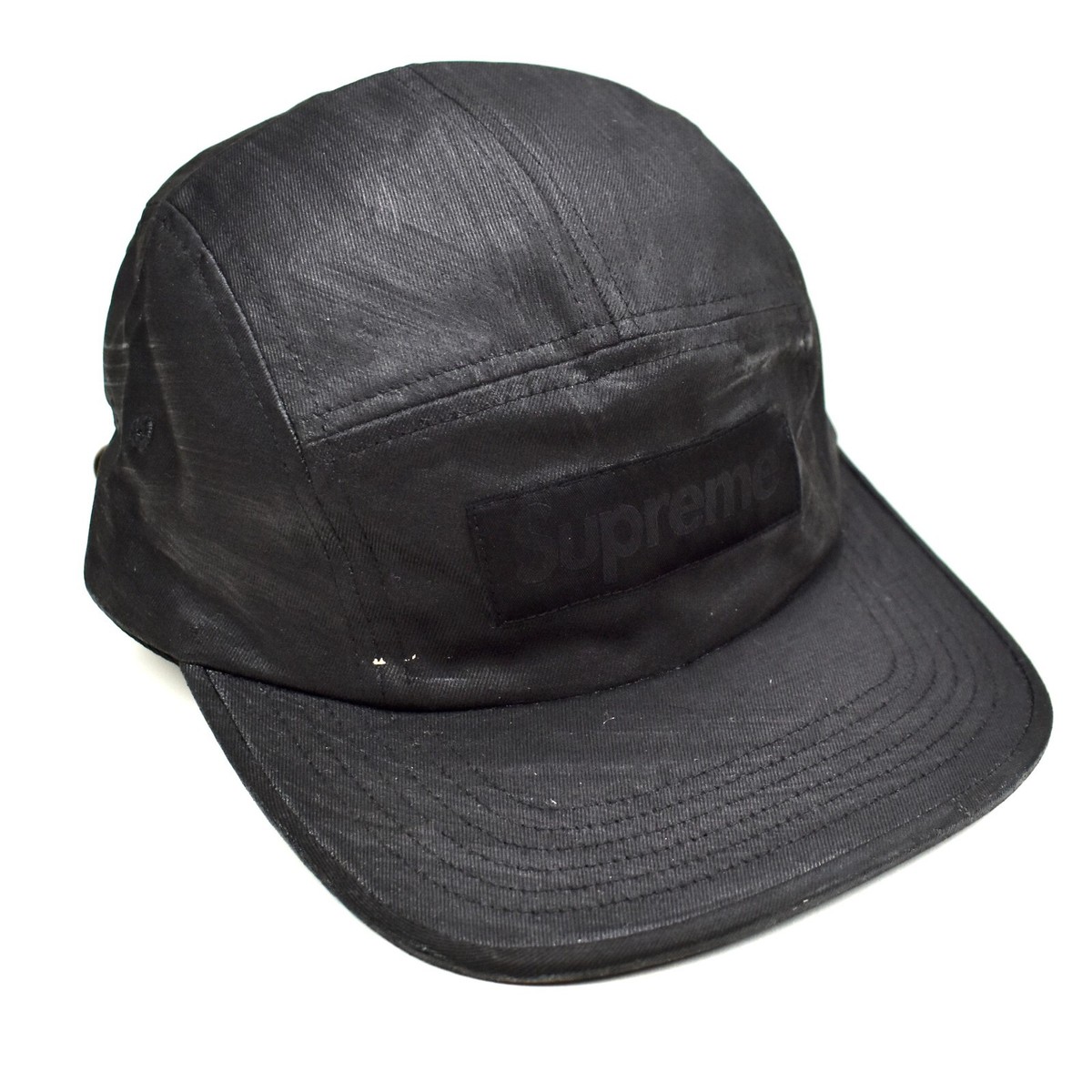 NWT Supreme Maison Margiela MM6 Black Paint Box Logo Hat Camp Cap