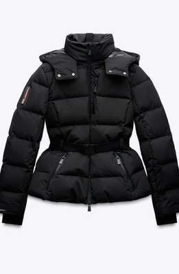 NWT ZARA Black DOWN JACKET SKI COLLECTION WINDPROOF WATERPROOF