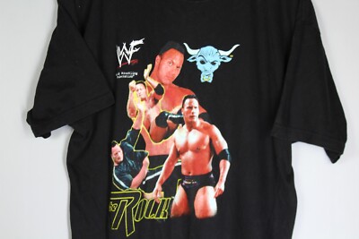 VINTAGE WWE THE ROCK WRESTLING PROMO RAP T-SHIRT SIZE XL WWF | eBay