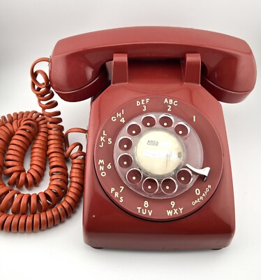 Vintage Red Bell System Western Electric Rotary Dial Desk Landline