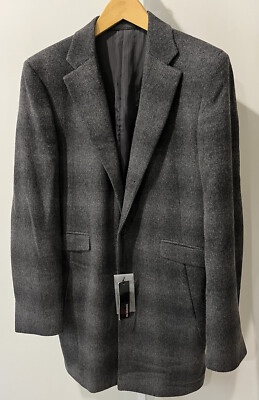 Jil Sander Men's Wool Alpaca Blend Coat Size 48 (US 38) Grey Plaid