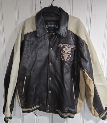 Avirex Medicine Man Vintage Leather Jacket size XL Brown Tan