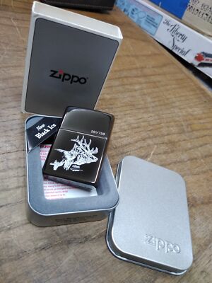 Vtg New Sealed 2001 Zippo Black Ice Pa. Elk Lighter J. Fanus 261