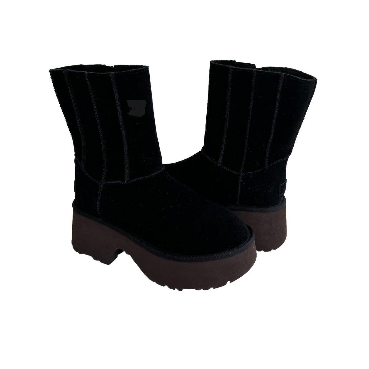 UGG CLASSIC SHORT TWIN SEAM NEW HEIGHTS BLACK PLATFORM BOOTS US 9