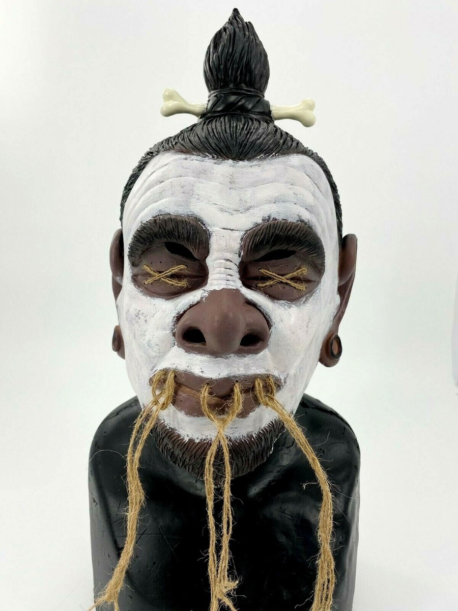 Shrunken Head Mask Tsantsa African Tribal Leader Costume Accessory