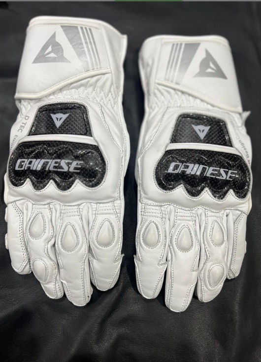 Dainese Druid 4 Leather Gloves White CE Armor Summer Racing