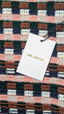 Aime Leon Dore Crochet Sweater Vest (Navy Multi) Size Large New