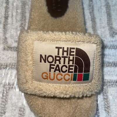 Gucci × The North Face Logo Boa Butterscotch Merino Wool Sandals