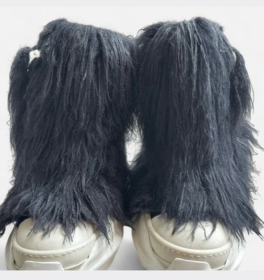 Size 8 - Rick Owens Black Fur Platform Boots – Rare Designer Piece